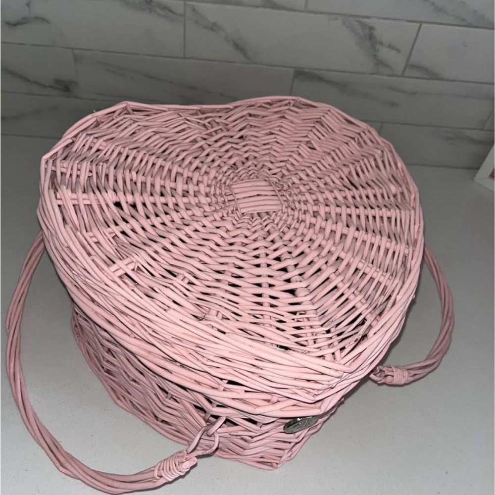 Pink Woven Heart-Shaped Bag